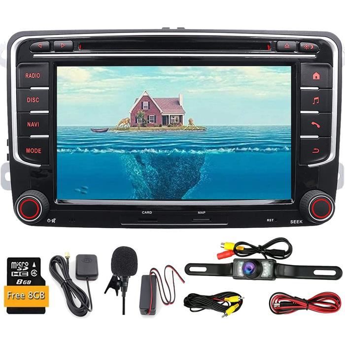 Autoradio GPS 2 din 7- Radio, stéréo, lecteur DVD, navigation, Bluetooth, écran tactile, caméra de recul Pour Volkswagen