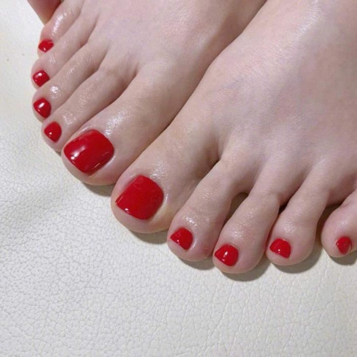 Faux ongles Yienate Lot de 24 faux ongles pour orteils Rouge chic126