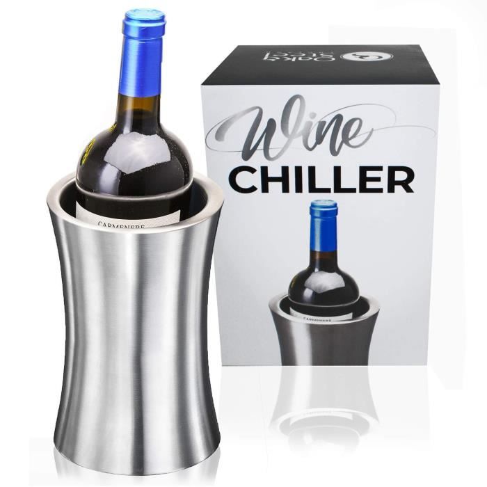 Rafraîchisseur Bouteille de Vin, Premium Acier Inoxydable - Élégant Argent - Refroidisseur de vin à Double Paroi - Gardez Votre Vin