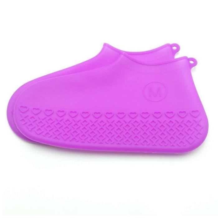 Chaussures,Bottes de protection pour jours de pluie, en Silicone, imperméables, couvre chaussures unisexe, pour - Type Violet - L