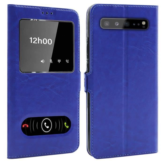 Coque Samsung Galaxy S10, Double Fenêtre - Bleu