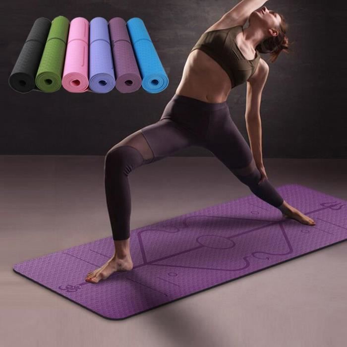 Tapis de yoga tapis de sol pour sport fitness antidérapant violet 1830x610x6mm