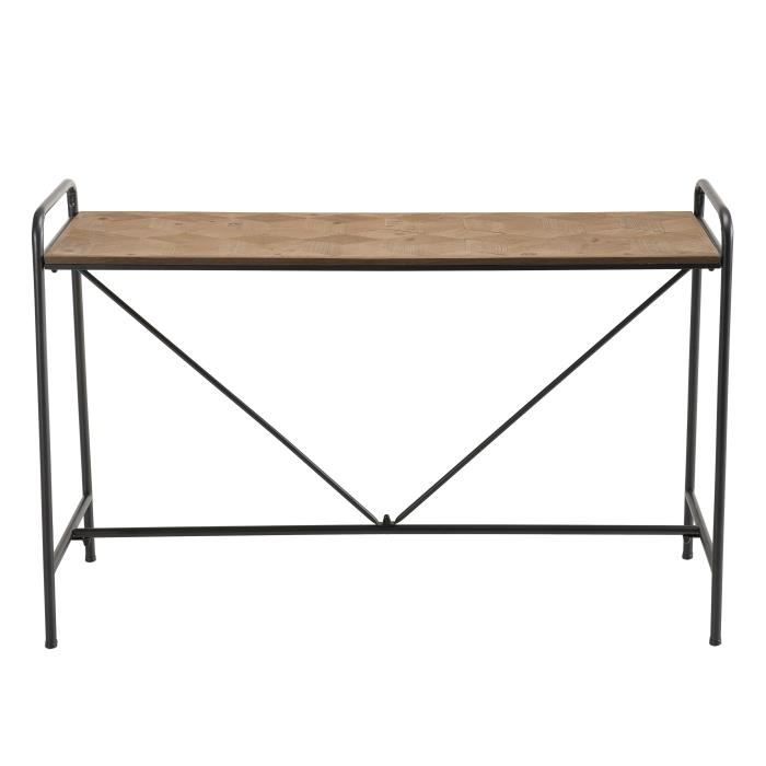 Console plateau Sapin marqueté pieds métal