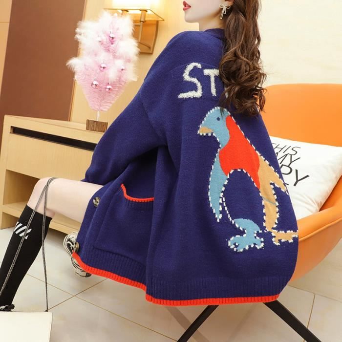 Femmes Tricoté Cardigan Noël Chandail Décontracté Femelle Manteaux Lâche Outwear Tricots Chaud Chandail Hiver Hauts Vêtements