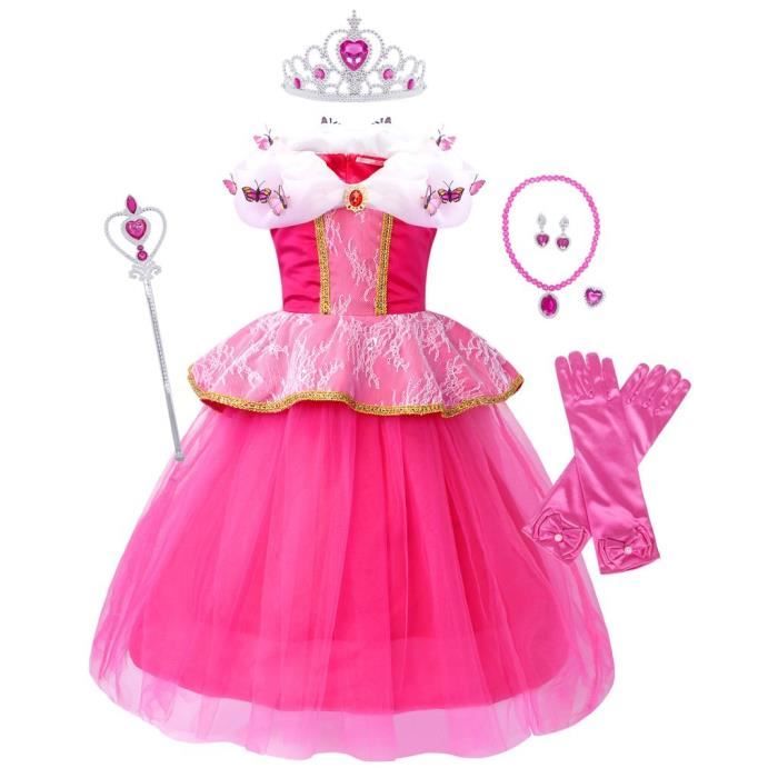 AmzBarley Déguisement Princesse Fille pour Tenue de fête Anniversaire Halloween Cosplay Party Costumes avec Ensemble Accessoires