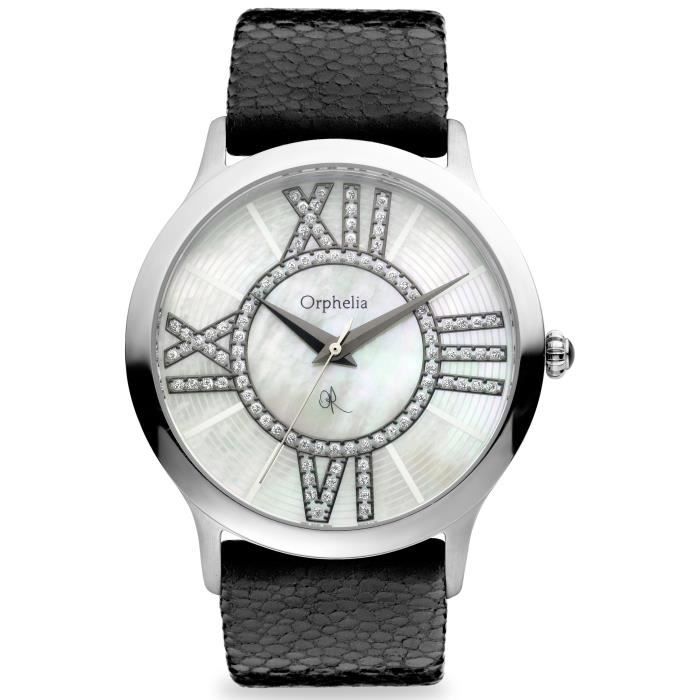 ORPHELIA - Montre Femme - Quartz Analogique - Bracelet Cuir Noir - 132-1702-14
