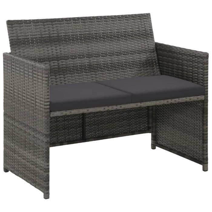 Canapé à 2 places Fauteuil de jardin Bnac chaise Résine tressée 100 x 56 x 85 cm Gris