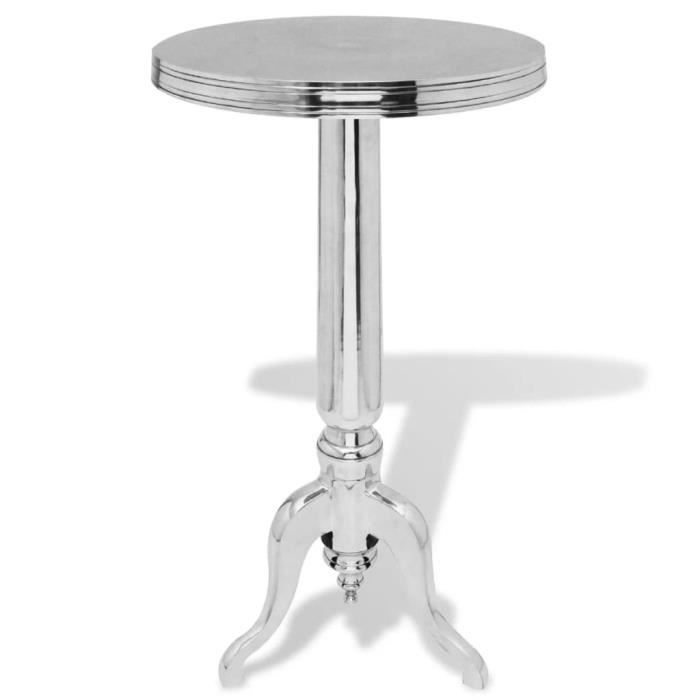 Table console Table auxiliaire ronde Aluminium Argenté