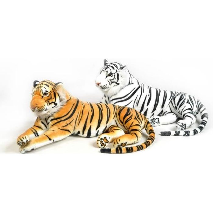 Grand tigre en peluche 136 cm Blanc