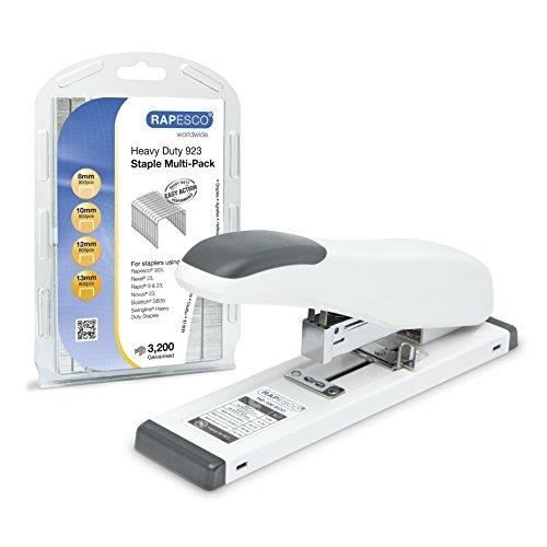 Rapesco Eco HD-100 Heavy Duty agrafeuse avec des Agrafes 923, Blanc doux, Lot de 3200 - Bundle 1461