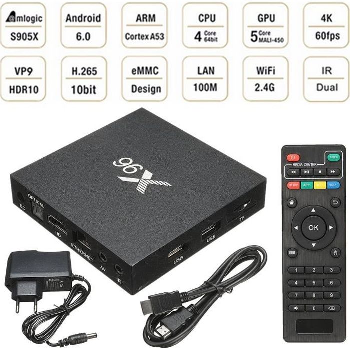 X96 S905X Android 6.0 Amlogic Quad Core 1G/8G KODI TV Box Boîte Kit Lecteur