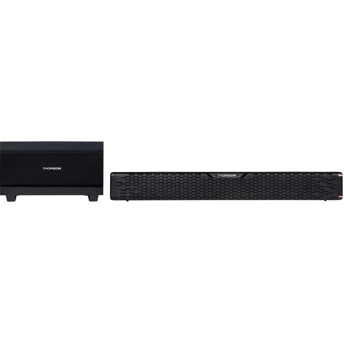 THOMSON SB60BTS - Barre de son sans fil avec caisson de basses - Bluetooth 5.0 - Système stéréo - 60W - Fixation murale - Noir