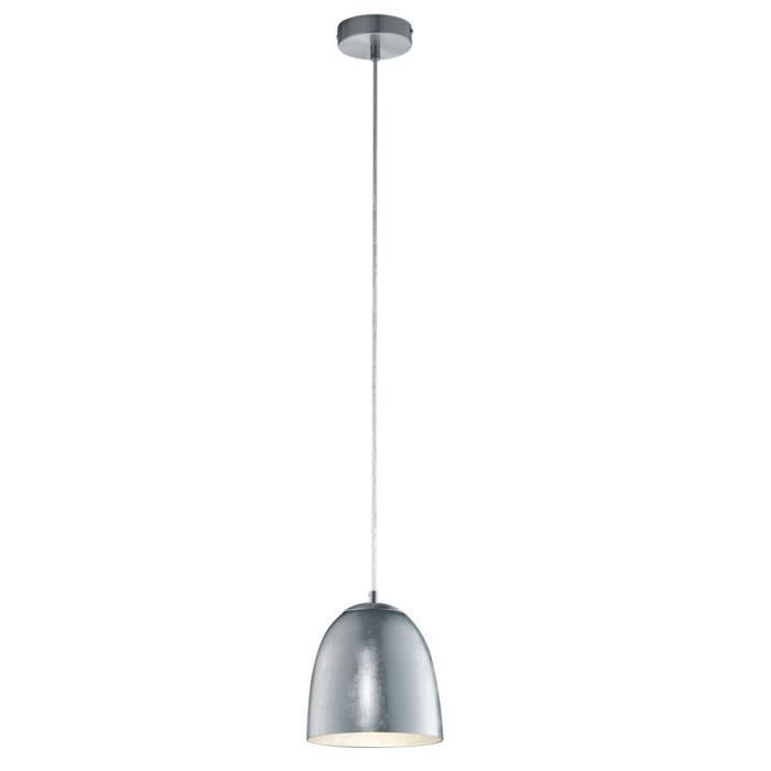 Suspension élégante verre opale lustre éclairage métal nickel mat salle à manger