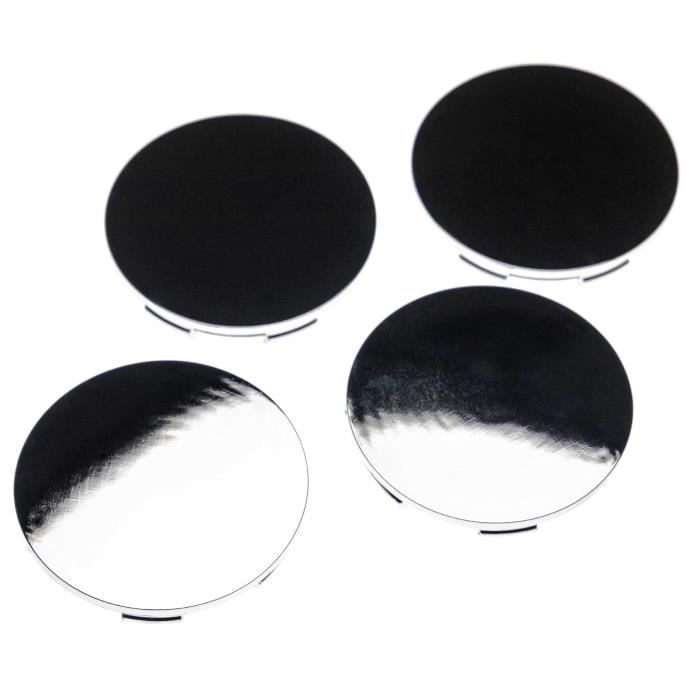 vhbw 4x Cache-moyeu universel, centre de roue pour diverses voitures, 60 mm, argent, plastique d'aspect chromé
