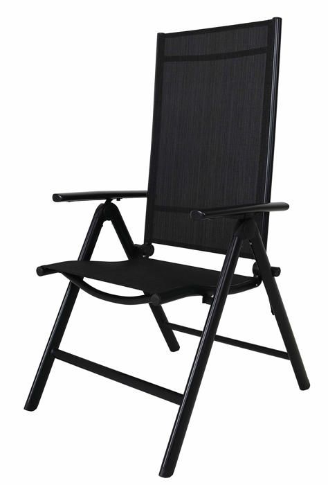 ambientehome - 50205 - chaise de camping pliante reglable en aluminium noir 8 positions
