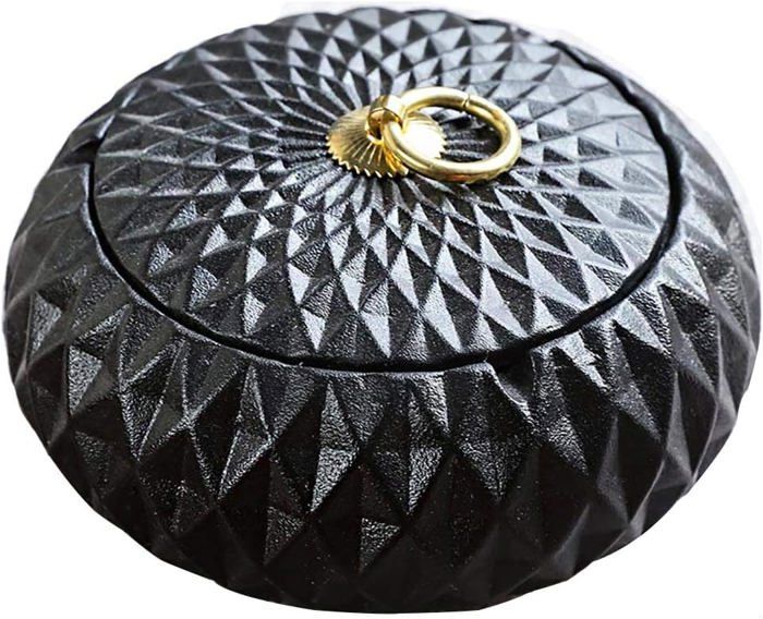 Cendrier Rond Avec Couvercle - Vert Olive, Métal - Pour Intérieur Et Extérieur - Design Décoratif Portable