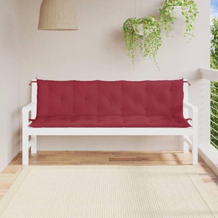 vidaXL Lot de 2 Coussins de Banc de Jardin Revêtement de Banc avec Jeux de Cordes Coussin dExtérieur Imperméable Rouge 361725