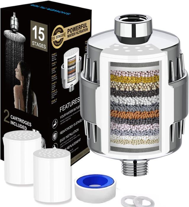 Filtre De Douche 3 Couches – Purifie L’Eau Et Parfume – Élimine Chlore Et Impuretés – Facile à Installer (Rose) - 5