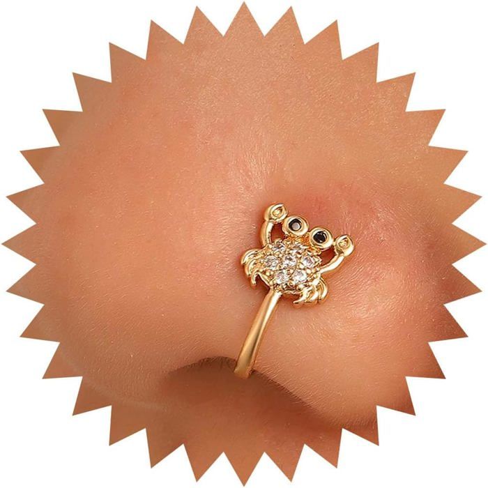 Anneau De Nez Papillon Clipable - Bijou Fantaisie Sans Piercing - En Alliage Doré Avec Cristaux Cz - Style Boho Vintage - Pour Femmes Et Filles