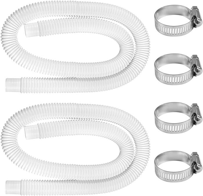 Lot De 2 Tuyaux De Remplacement Pour Pompe De Piscine - Diamètre 32 Mm, Longueur 1 M - Avec Colliers De Serrage Métal