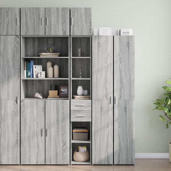 vidaXL Armoire de rangement mince sonoma gris 30x425x225 cm armoire de rangement de salle de bain unité de rangement de 3281271