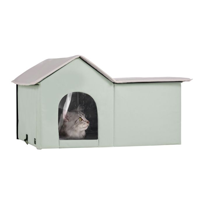 Maison Chat Chauffante-VEVOR-Niche Chat Extérieur avec Coussin Chauffant, Température Réglable-pour Rester au Chaud-L