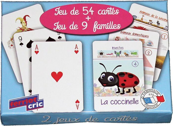 Jeu de cartes - Jeu de 54 cartes et jeu de 9 familles - Classique - Pour enfants - 2 joueurs ou plus