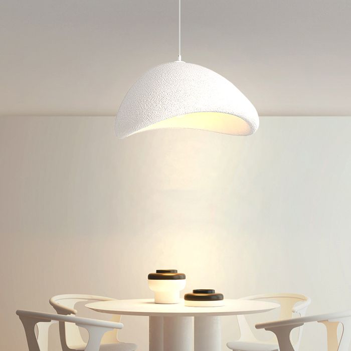 SNOGOLD Suspension Moderne Lampe de Plafonde Abat-jour en Résine Ciment Ø60cm Blanc E27 Lustre Industriel Luminaire pour Salon