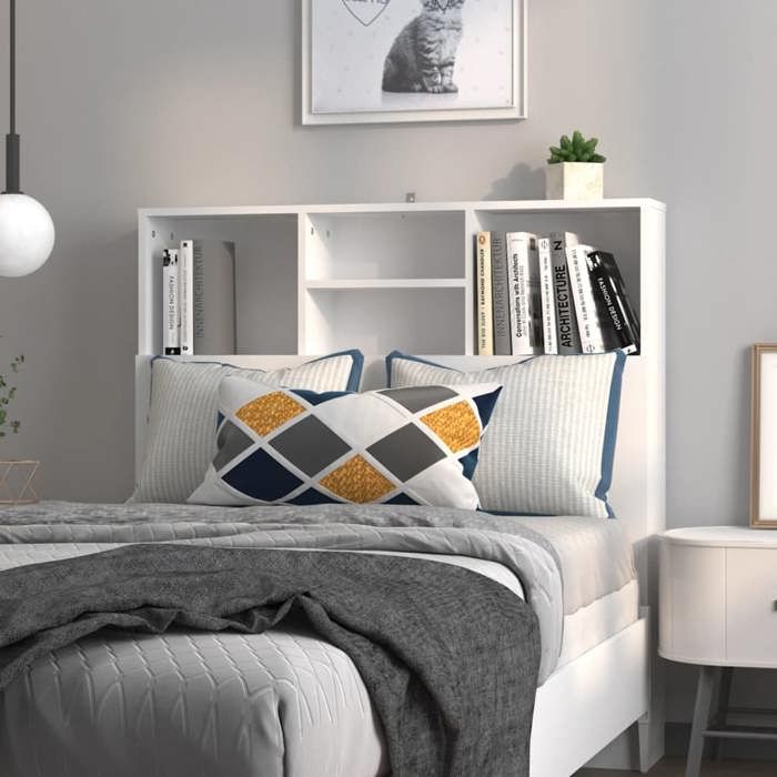 Prix bas - Armoire de tête de lit Panneau Pour lit Blanc 100x19x1035 cm （861351814892)