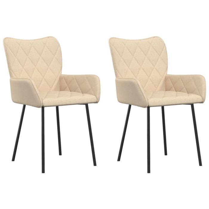 SOLO Chaises de Cuisine et Salon - lot de 2 - pour Chambre et Restaurant - crème tissu LL1075
