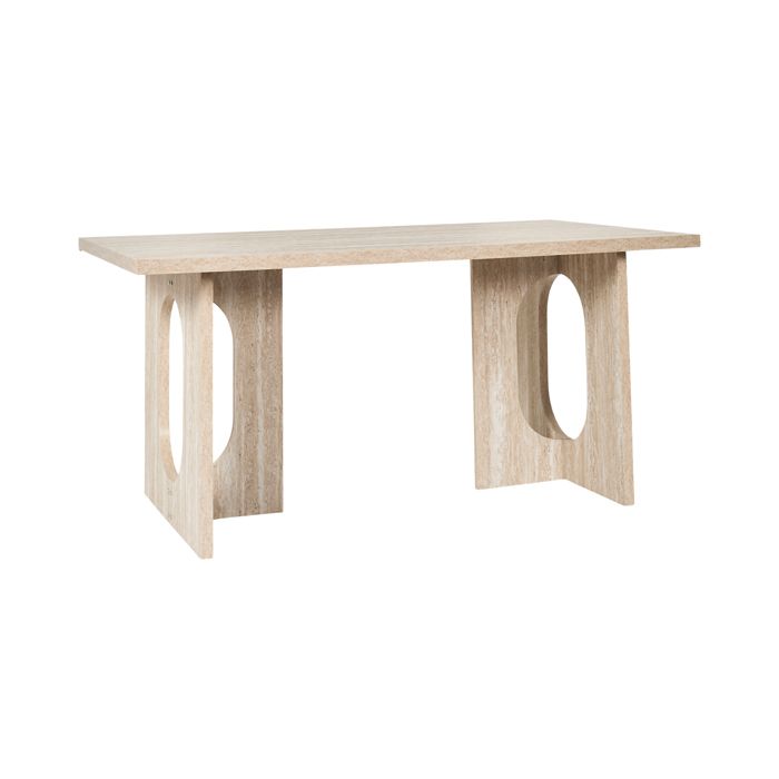 Table de Repas - HOME DECO FACTORY - Pietra - Élégante - Conviviale - Blanc et Beige