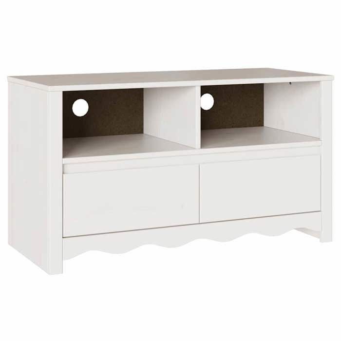 “RabaisMeuble TV/Armoire salon - Banc TV - KENNETH - Drammen Blanc 99 x 43 x 55 cm Bois de pin massif Août432951
