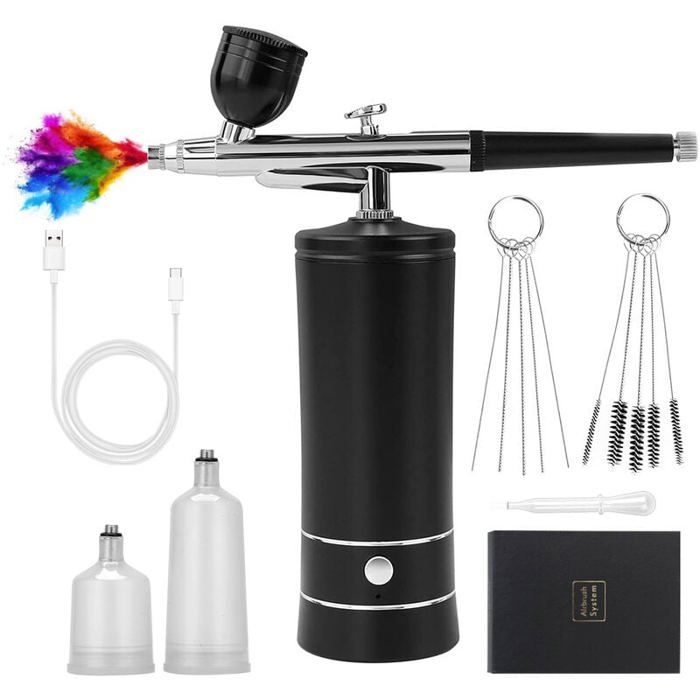 Kit Aérographe Sans Fil Daakro – Compresseur 38 PSI, Rechargeable USB – Pour Maquillage, Gâteaux, Tatouages Et Peinture