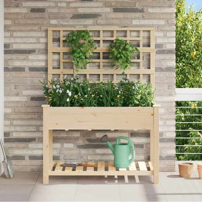 Beige Balconnière/Bac à Fleurs Protection UV - Cache-pot de jardin avec étagère Beige 115x60.5x153cm &HSF6791900