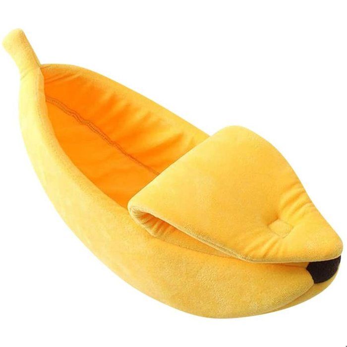 Nid chien forme banane jaune couverture isolante intérieur/extérieur hiver pour chat aussi Label