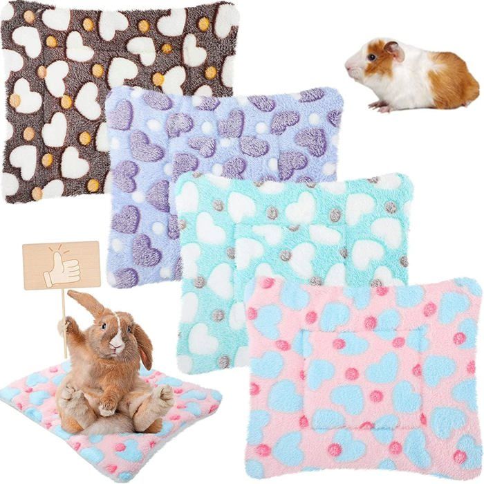 4pcs Petit Animal en Peluche 20x15cm Ultra Doux pour Chien Lits Chat Oreiller avec Mignon pour Lapins écureuils cochons d’Inde