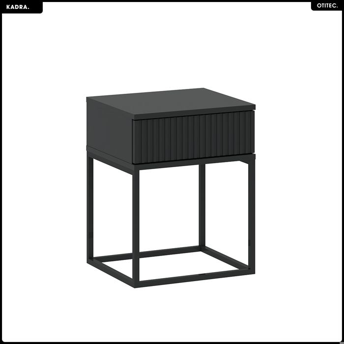 Table de chevet - OTITEC - KADRA - H.51 x L.40 x P.38 cm - Anthracite - MFP avec bord ABS - Métal - Prêt à monter Table de chevet - OTITEC - KADRA - H.51 x L.40 x P.38 cm - Anthracite - MFP avec bord ABS - Métal - Prêt à monter