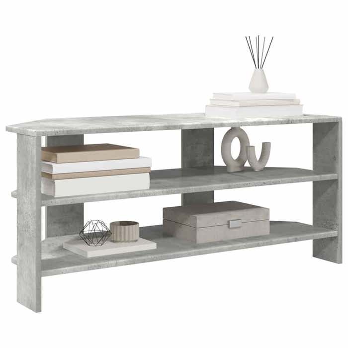 Meuble TV dangle moderne - vidaXL - Gris béton - Bois dingénierie - 102x40 5x45 cm - 2 étagères - Assemblage requis
