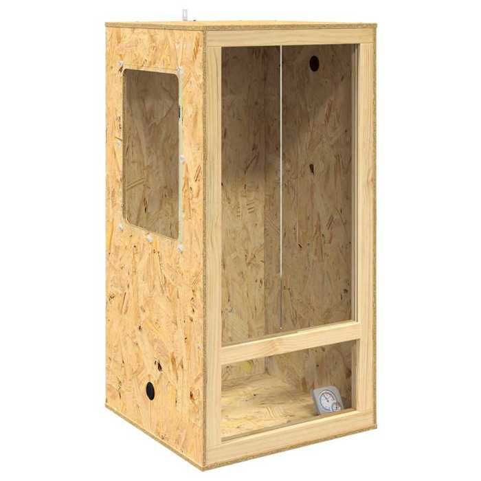 Terrarium en OSB - vidaXL - 50x50x100 cm - Marron - Finition mate - Durable - Espaces amples - Thermomètre intégré