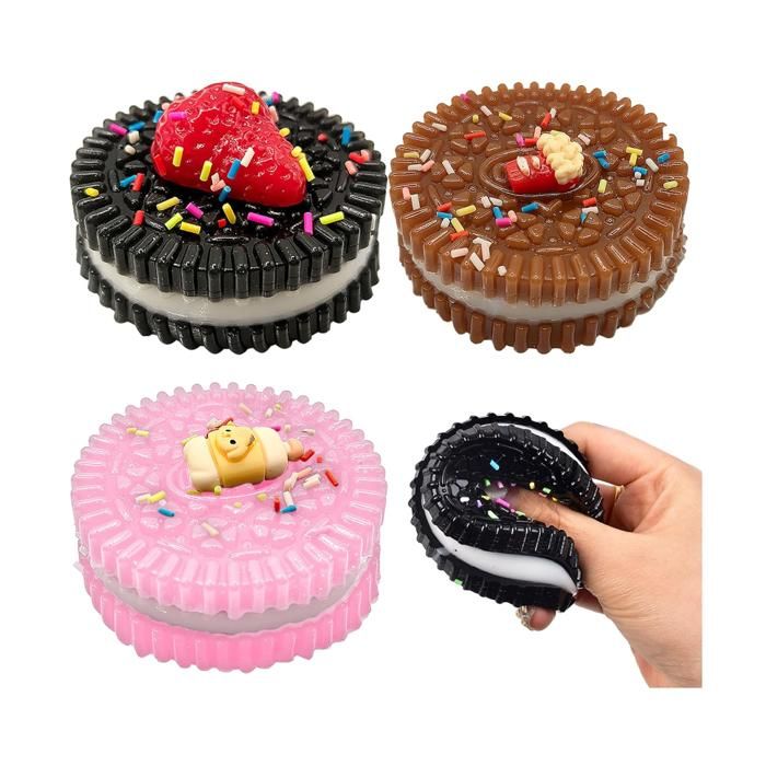 Squishy Oreo Antiestrés 3 Piezas – Galleta Kawaii Con Accesorios Para Niños Y Adultos