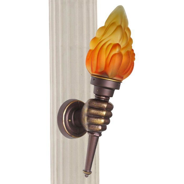 Lampe torche murale lampe à main torche créative avec flamme luminaire avec flamme verre ferme droite .