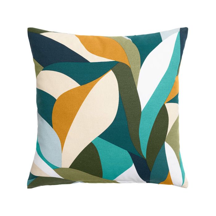 Coussin déhoussable 50 x 50 cm Swan polycoton vert motif végétal - Douceur dIntérieur Coussin déhoussable 50 x 50 cm Swan polycoton vert motif végétal - Douceur dIntérieur