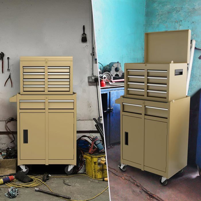 GIANTEX Servante d’Atelier avec Coffre Amovible Coffre à Outils Roulant avec 5 Tiroirs/Armoire Réglable pour Garage/Atelier Jaune GIANTEX Servante d’Atelier avec Coffre Amovible Coffre à Outils Roulant avec 5 Tiroirs/Armoire Réglable pour Garage/Atelier Jaune