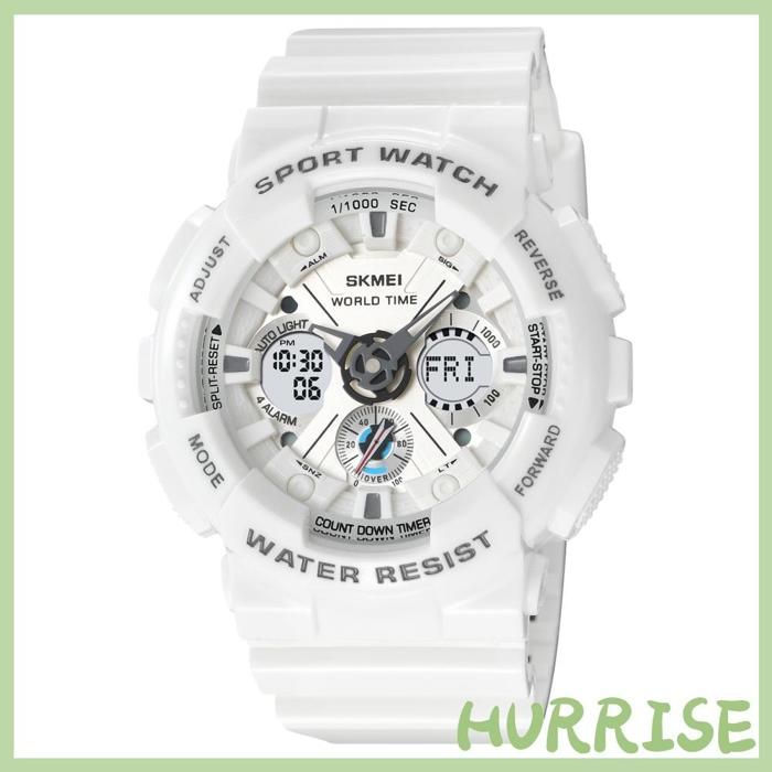 Garosa Montre pour homme Mens Watch Fashion Sports Wrist Watch Backlight 50M Water Resistant World lunettes bracelet Blanc
