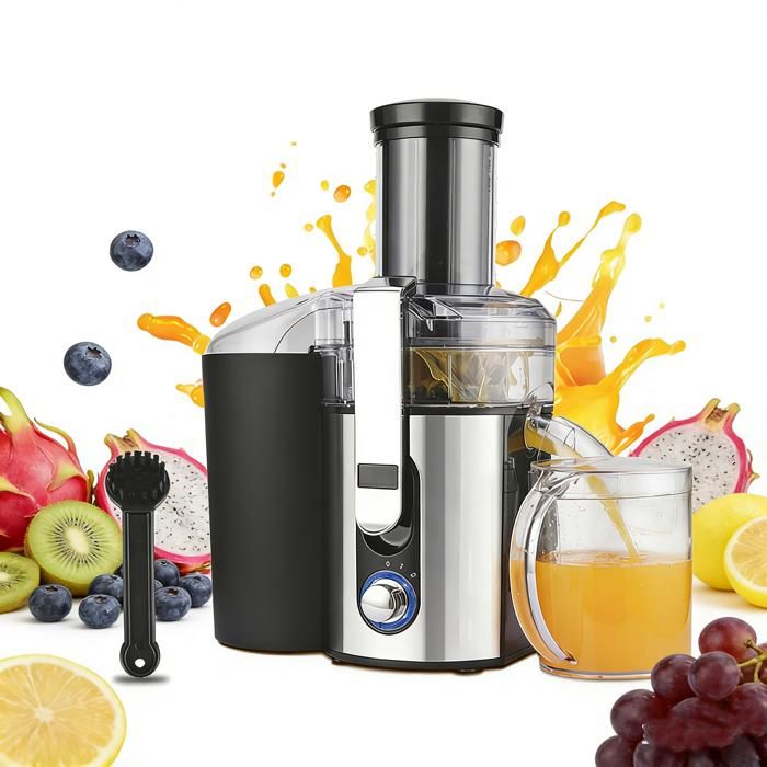 Extracteur de Jus Centrifugeuse 1000W Goulotte dAlimentation 83 mm 2 vitesses inox Compact Jus maison de fruits et légumes - Uverbon