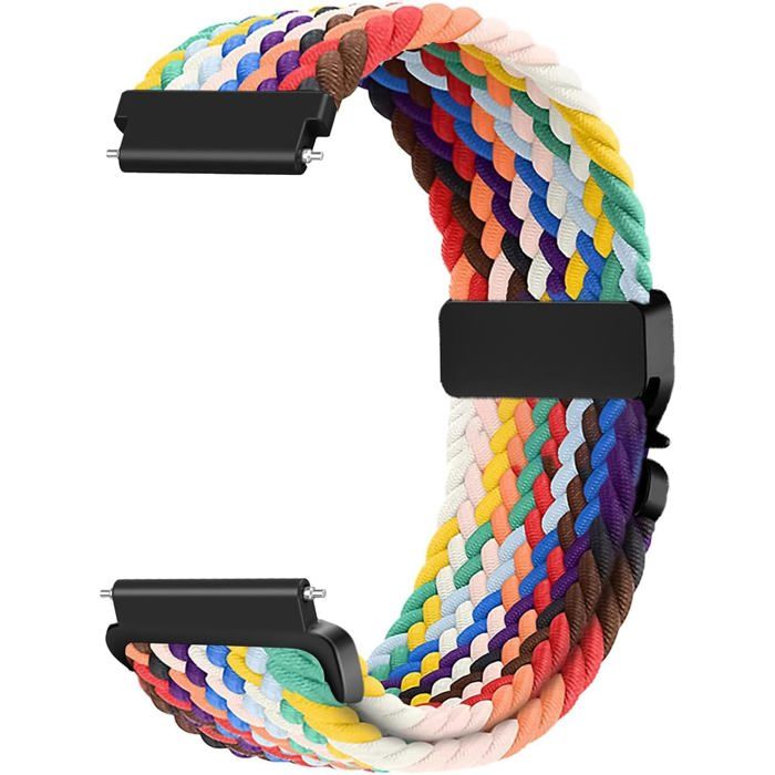 Bracelet nylon tressé élastique 18/20/22 mm à dégagement rapide arc-en-ciel unisexe sport respirant