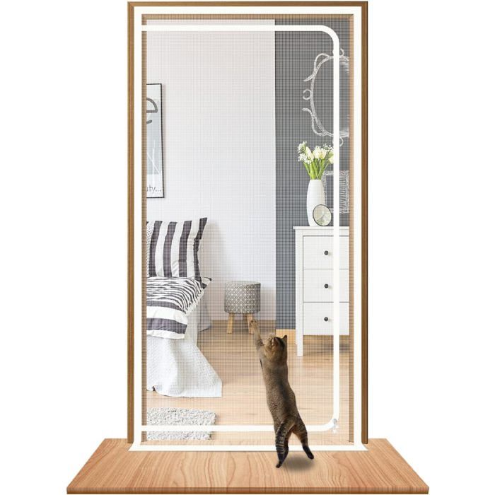 Porte grillagée pour chat-Convient pour les portes de 110 cm x 220 cm-Moustiquaire de sécurité pour animaux de compagnie