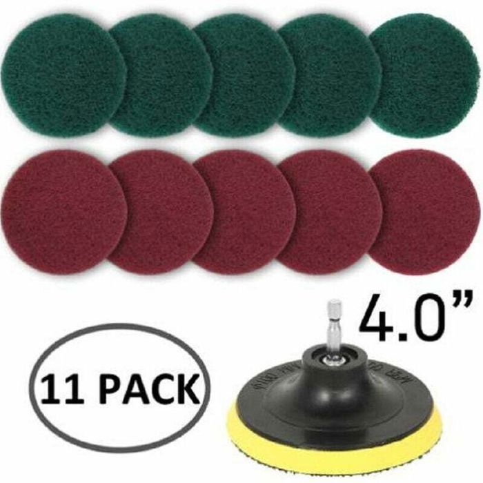 Tampon à récurer pour perceuse 8 pièces Ensemble de tampons à récurer pour perceuse Éponge de polissage abrasive Outils de nettoya