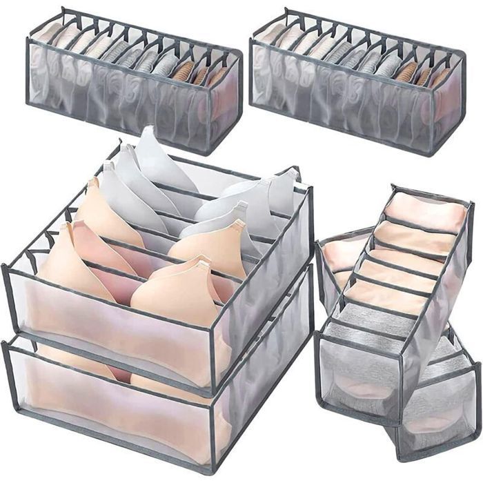 6 sous Vêtements Organisateur De Tiroir Chaussette Pliable Soutien-Gorge Séparateur De Tiroir Boîtes De Rangement Lavables pour