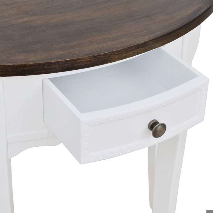 Meuble dentrée de qualité Table de couloir pour salon avec tiroir et dessus de table marron Demi-ronde - (80x40x78 cm) 5BDVo2